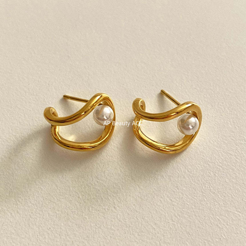 F廠-韓國韓版925純銀人造珍珠耳釘耳扣簡約氣質ins風耳釘「C1231」25.10-5