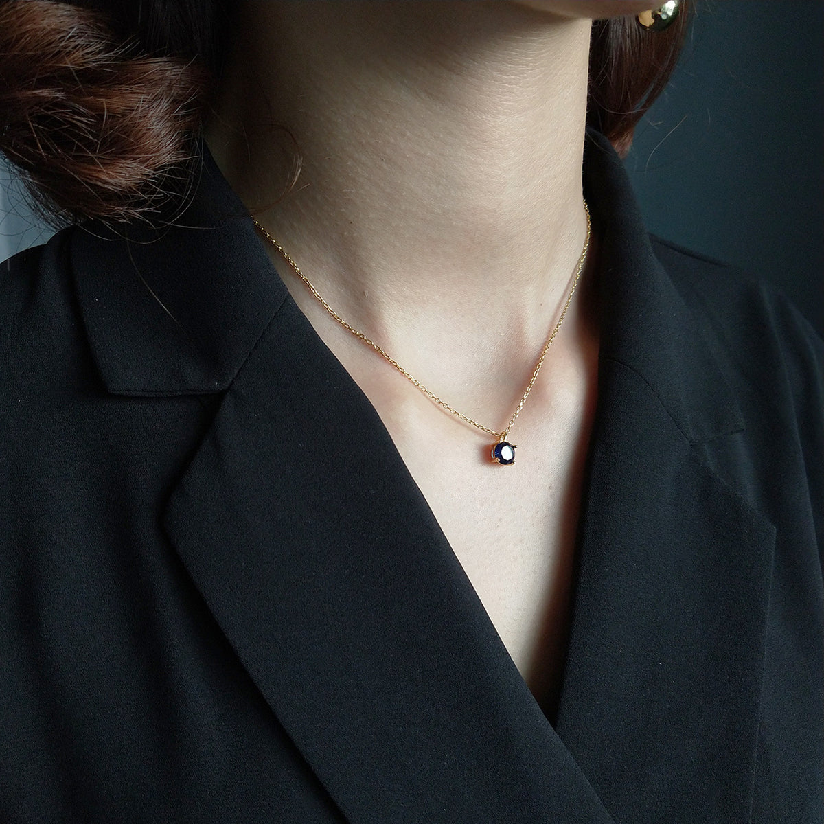 F廠-韓國韓版925純銀藍金項鍊吊墜女配飾飾品鎖骨鏈吊墜簡約百搭裝飾「B381」25.05-5