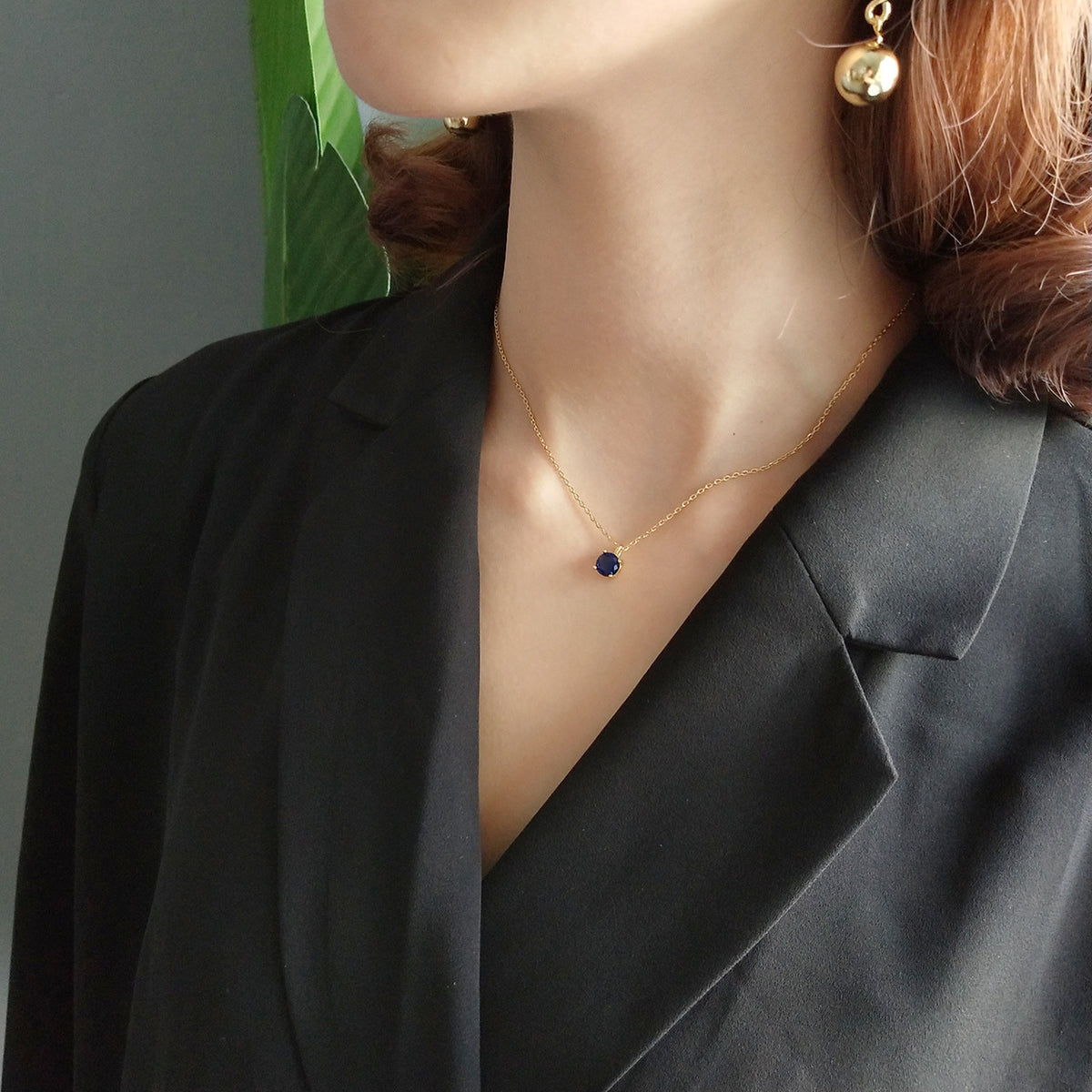 F廠-韓國韓版925純銀藍金項鍊吊墜女配飾飾品鎖骨鏈吊墜簡約百搭裝飾「B381」25.05-5