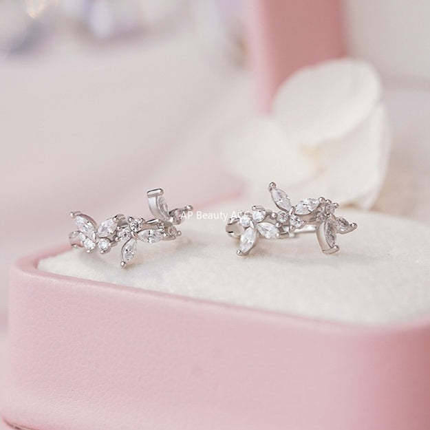 D廠-S999足銀韓版韓風蝴蝶耳扣女優雅文藝氣質甜美溫柔可愛耳飾「YC7071E_1」25.10-5