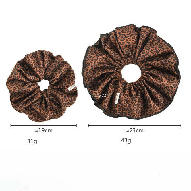 E廠-絲絨豹紋雙層大腸髮圈女扎頭髮高彈力頭花高級感洋氣時尚頭繩髮飾「27616」25.10-5
