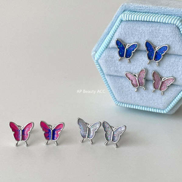 C廠-森系靈動蝴蝶耳釘女絕美夢幻甜美風銀針耳骨釘甜酷高級感秋冬耳飾「EH-4126」25.10-5