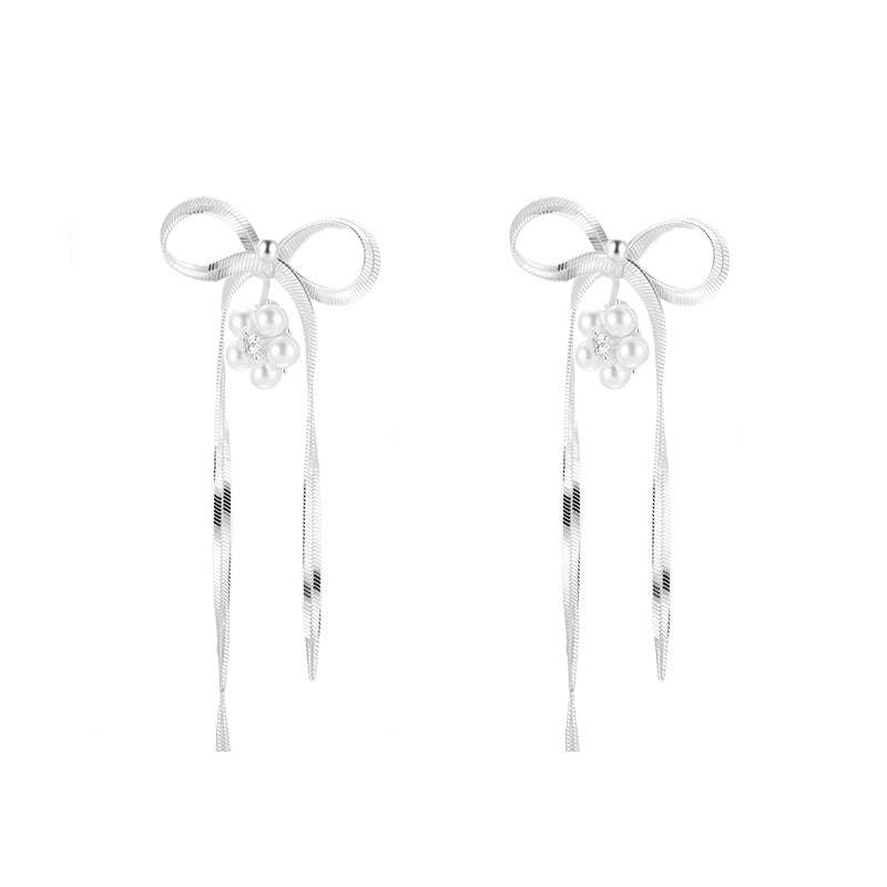 C廠-小清新絕美珍珠花朵耳釘女甜美百搭高級感蝴蝶結流蘇耳環精緻耳飾「EH-4139」25.10-5