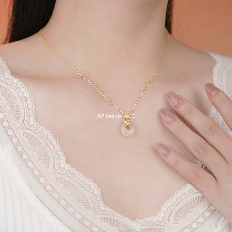 D廠-原創S999足銀馬上有錢平安扣項鍊女本命年復古福氣鎖骨鏈「YC3540N_1」25.10-5