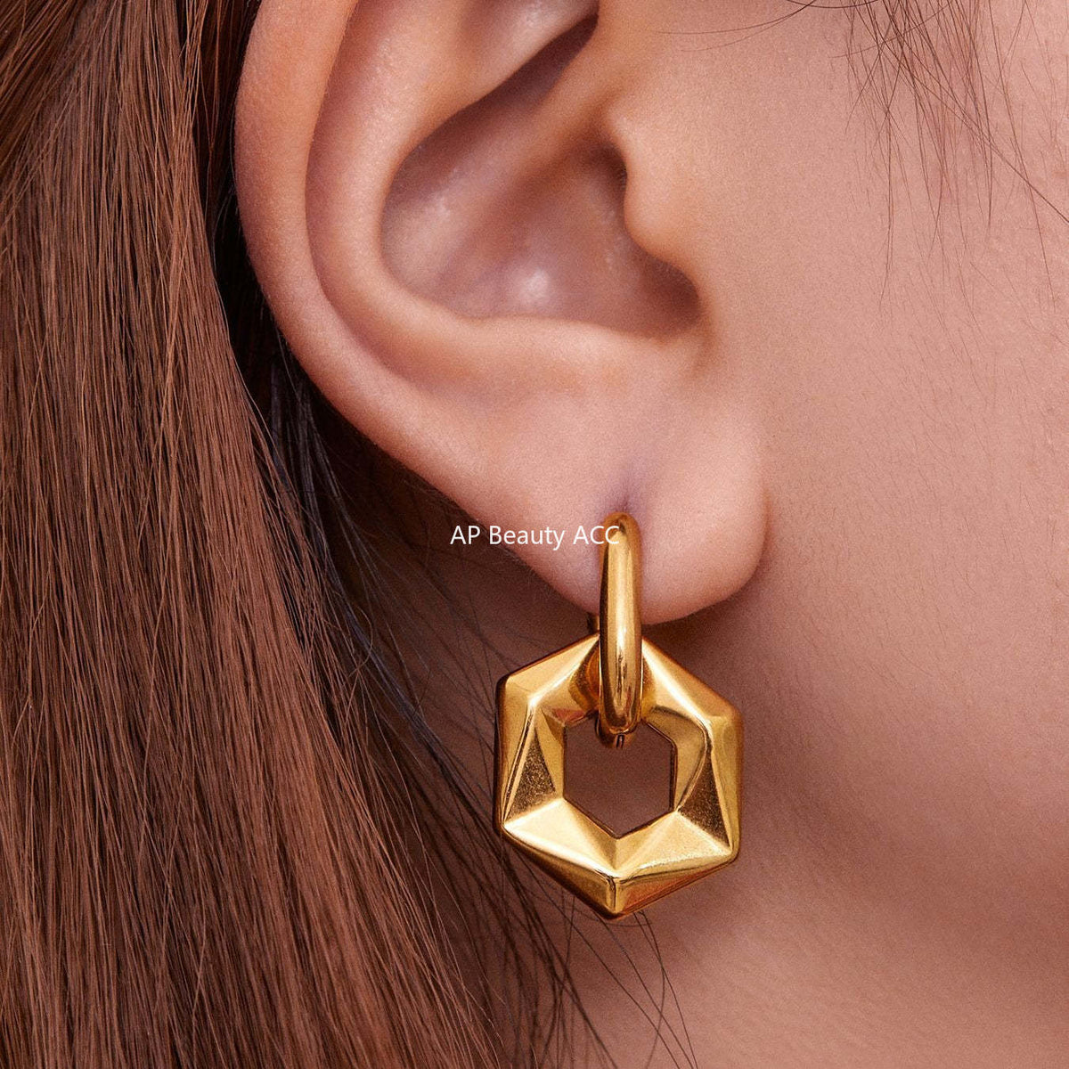 B廠-不鏽鋼幾何異形橢圓吊墜耳環INS歐美風簡約氣質耳飾鍍18k金「F364」25.10-5