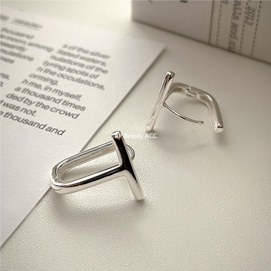 F廠-韓國韓版925純銀T字個性字母耳釘耳扣女簡約時尚ins風耳環「C1092」25.10-4