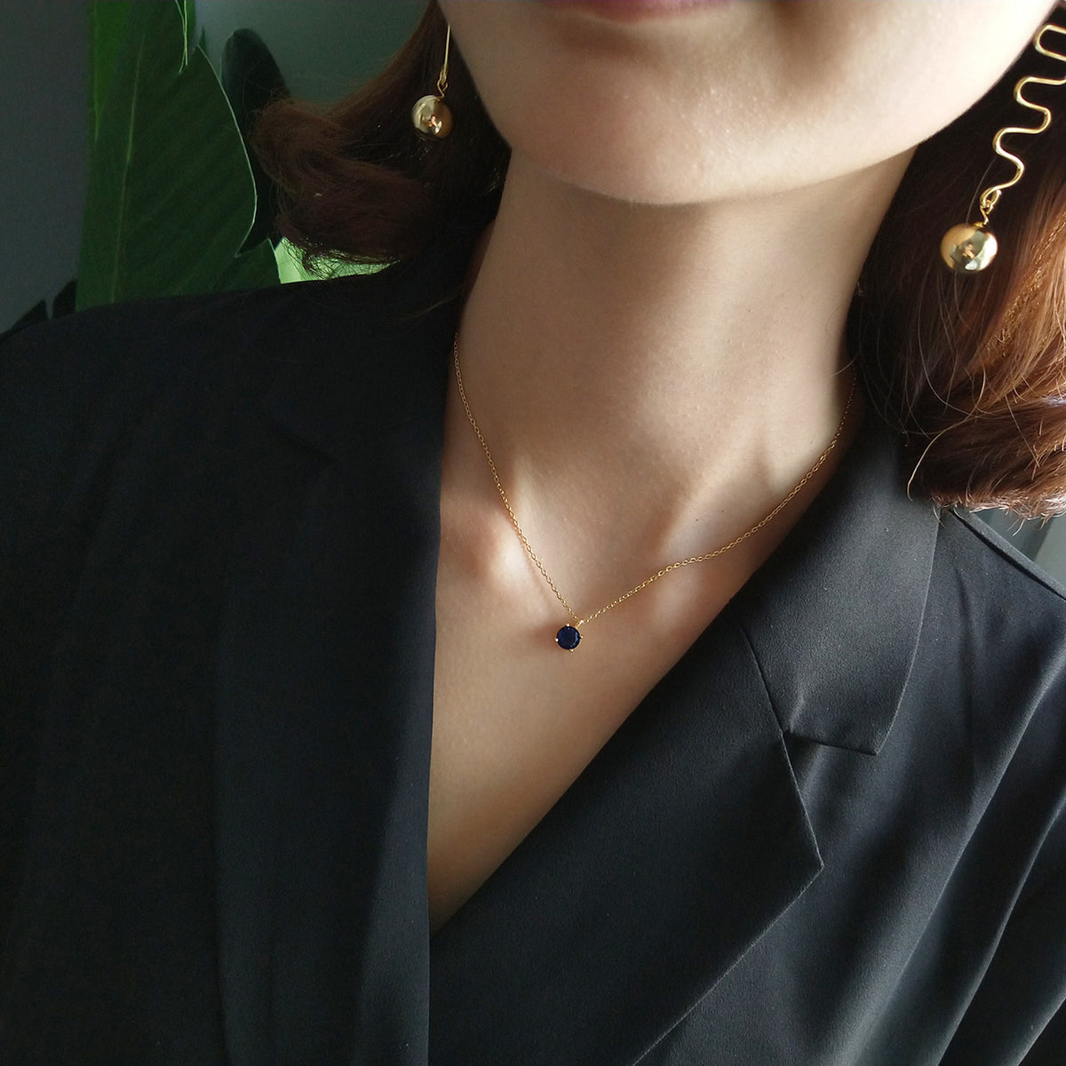 F廠-韓國韓版925純銀藍金項鍊吊墜女配飾飾品鎖骨鏈吊墜簡約百搭裝飾「B381」25.05-5