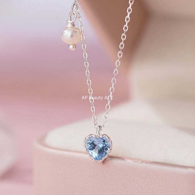 D廠-S925純銀甜美精緻愛心珍珠項鍊女輕奢清新小眾設計高級鎖骨鏈「YC2151N_1」25.10-1