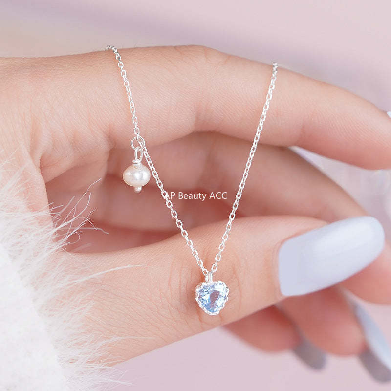 D廠-S925純銀甜美精緻愛心珍珠項鍊女輕奢清新小眾設計高級鎖骨鏈「YC2151N_1」25.10-1