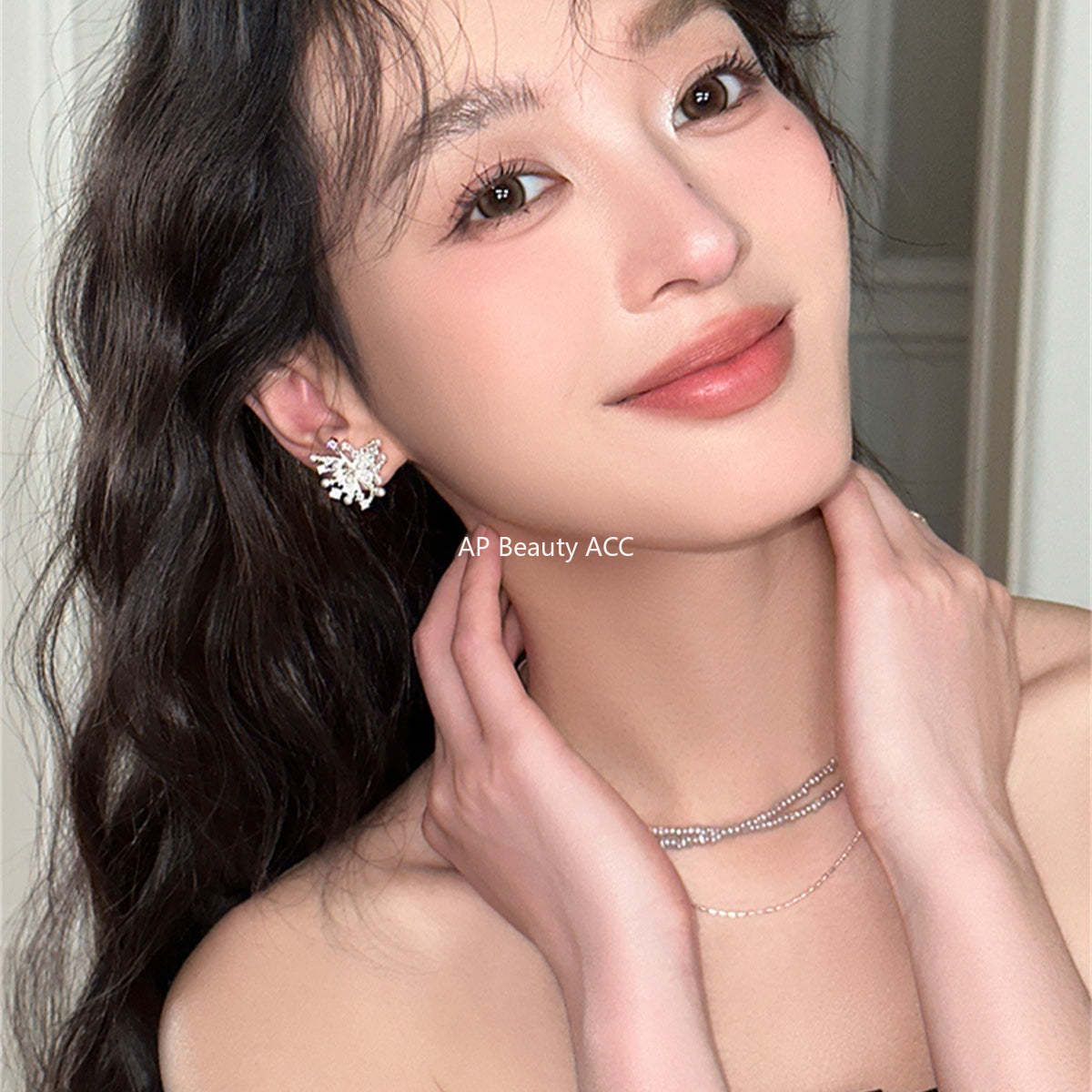 C廠-秋冬氣質高級感煙花耳釘女明媚大氣甜美珍珠耳環百搭通勤時尚耳飾「EH-4105」25.10-4