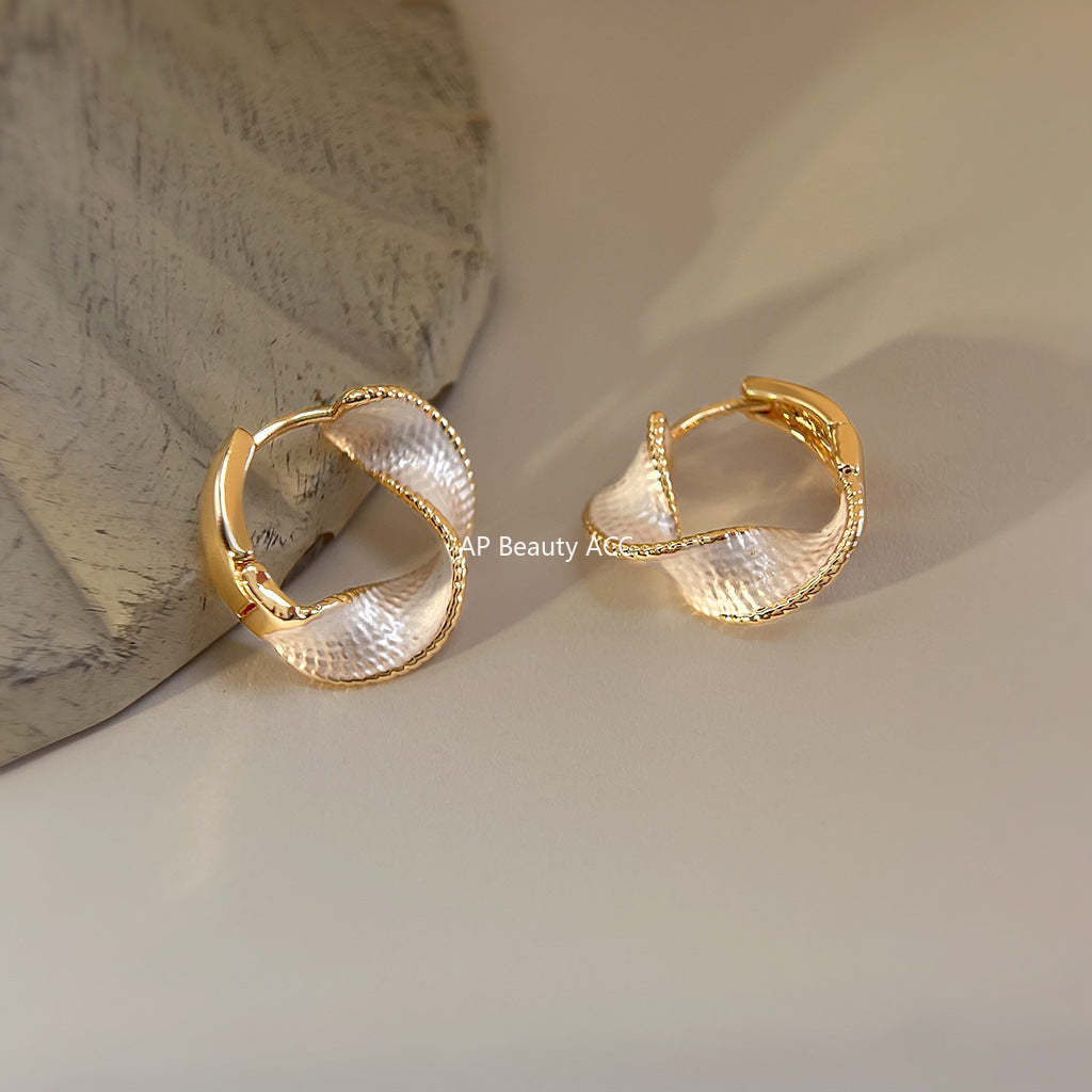 A廠-時尚高級感幾何扭曲空間感手工彩繪百搭通勤新款耳飾工廠耳環飾品「6986」25.10-5