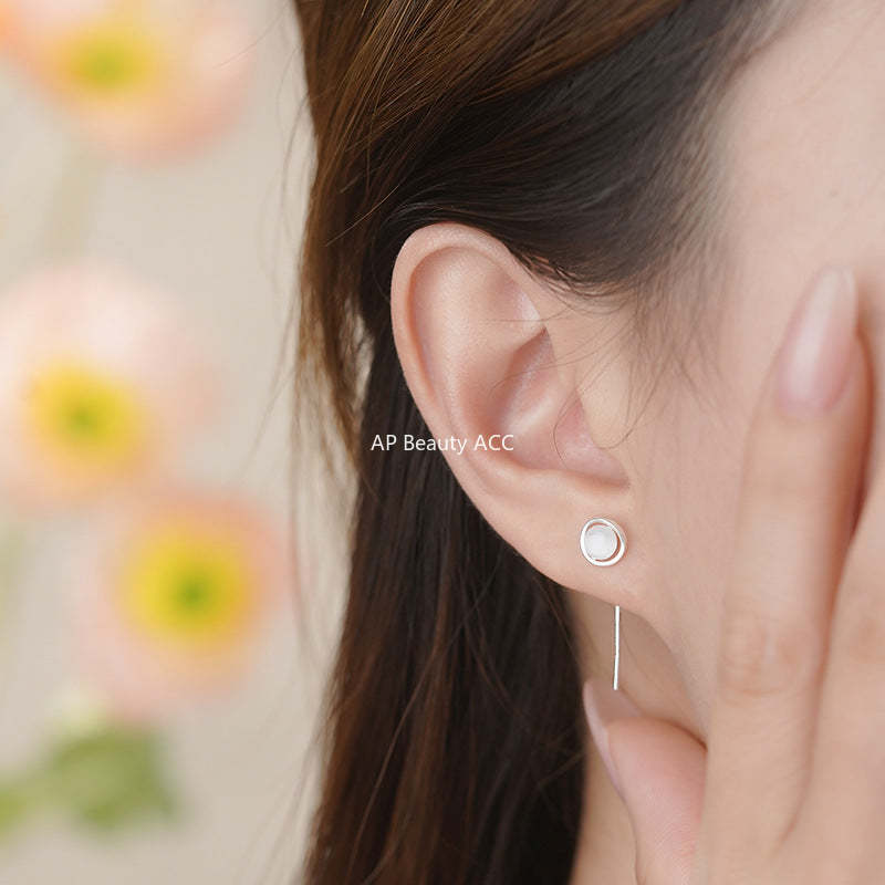 D廠-S999足銀輕奢圓環貓眼石耳線女高級感百搭可愛甜美耳環「YC8417E」25.10-5