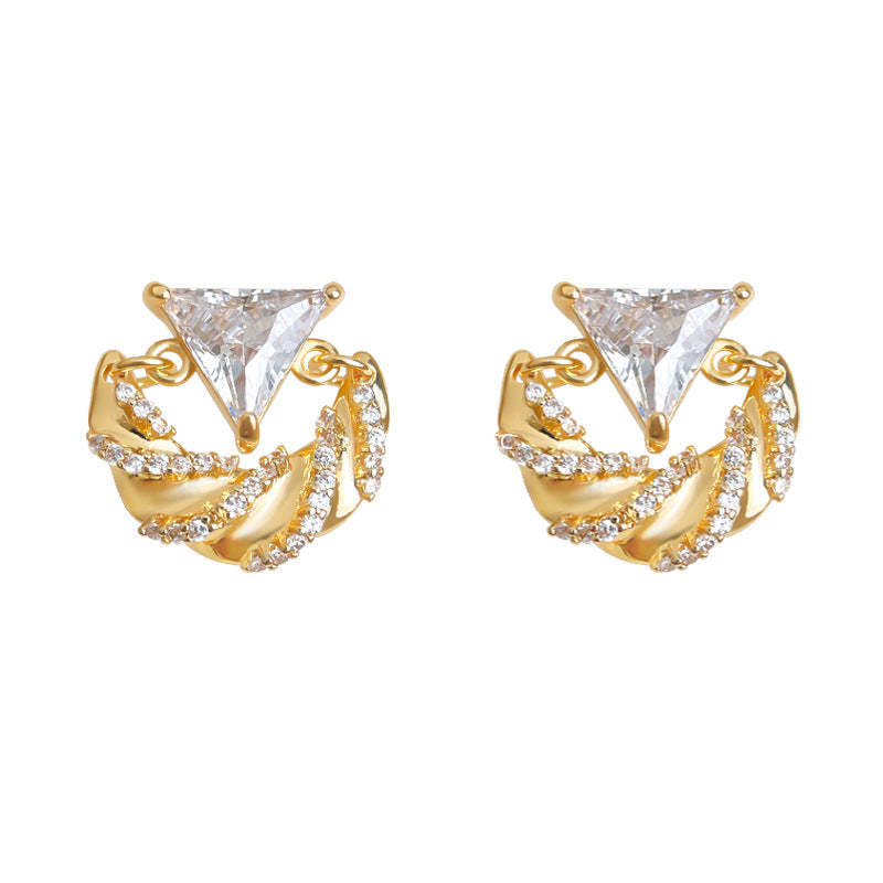 A廠-原創 微鑲鋯石時尚高級感925銀針保色電鍍新款工廠耳環爆款耳飾女 「6989」25.10-5