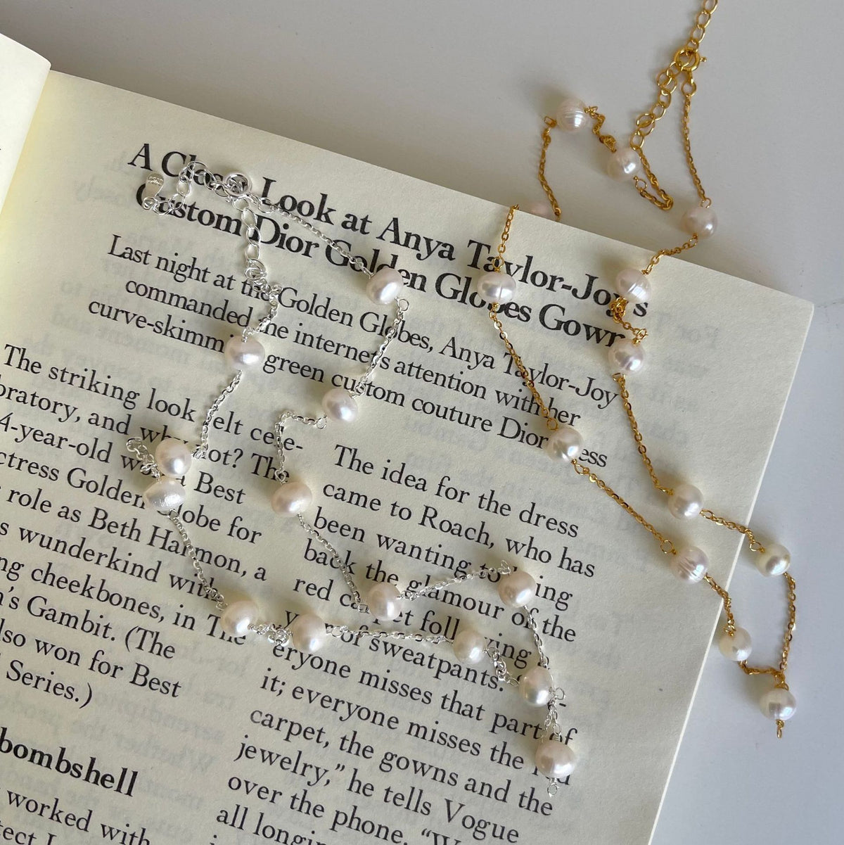 F廠-韓國韓版925純銀INS 小紅書珍珠米珠項鍊銀飾品簡約項鍊「B1093」25.08-1