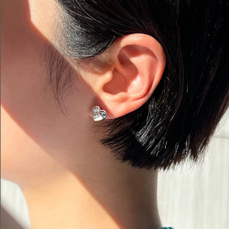 F廠-韓國韓版925純銀愛心耳釘耳環女日韓冷焰簡約氣質耳飾「C1060」25.09-4