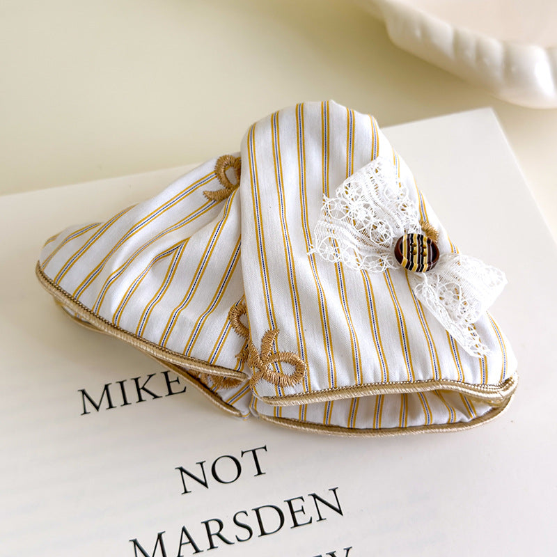 E廠-韓系甜美條紋小熊蝴蝶結三角抓夾大號髮量大2025新款後腦勺鯊魚夾「27170」25.07-1