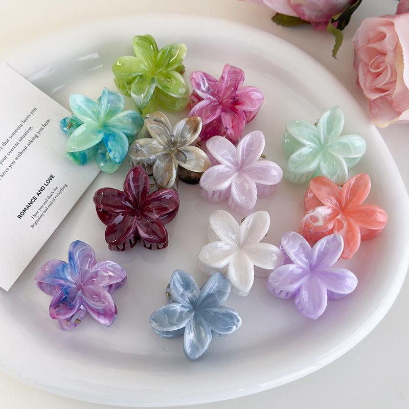 E廠-六件套度假風暈染雞蛋花朵小抓夾女半扎髮夾子氣質鯊魚夾百搭髮卡「26719」25.03-4