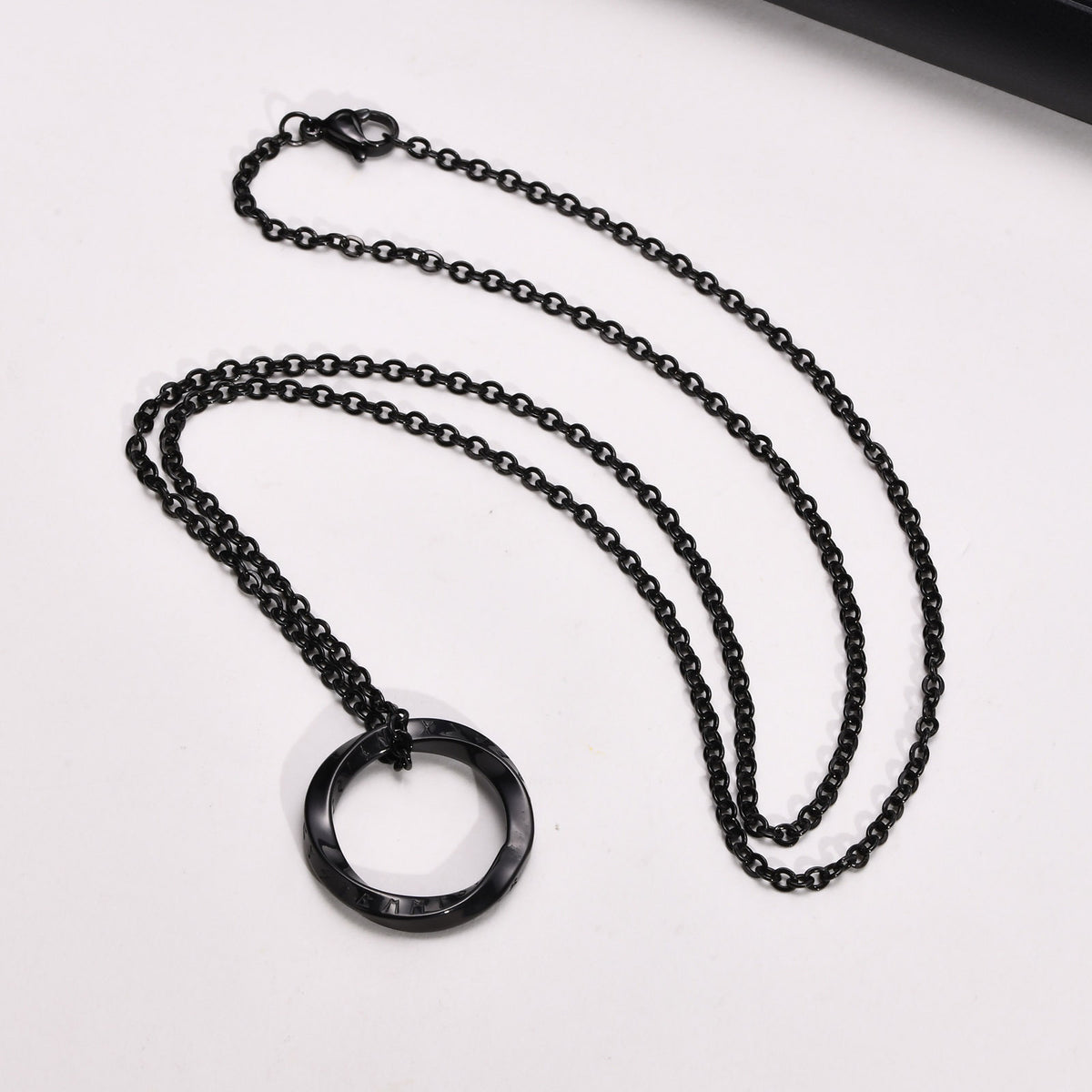 G廠-歐美飾品 不鏽鋼維京盧恩符莫比烏斯吊墜鋼色男項鍊 配飾「PN-1708」25.04-3