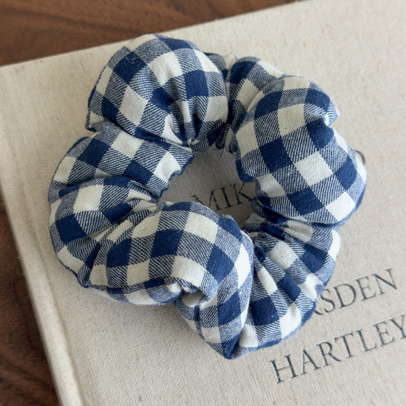 E廠-趙露思同款慵懶黑白格子充棉大腸髮圈頭繩髮飾頭花扎馬尾皮筋髮繩「27154」25.07-1