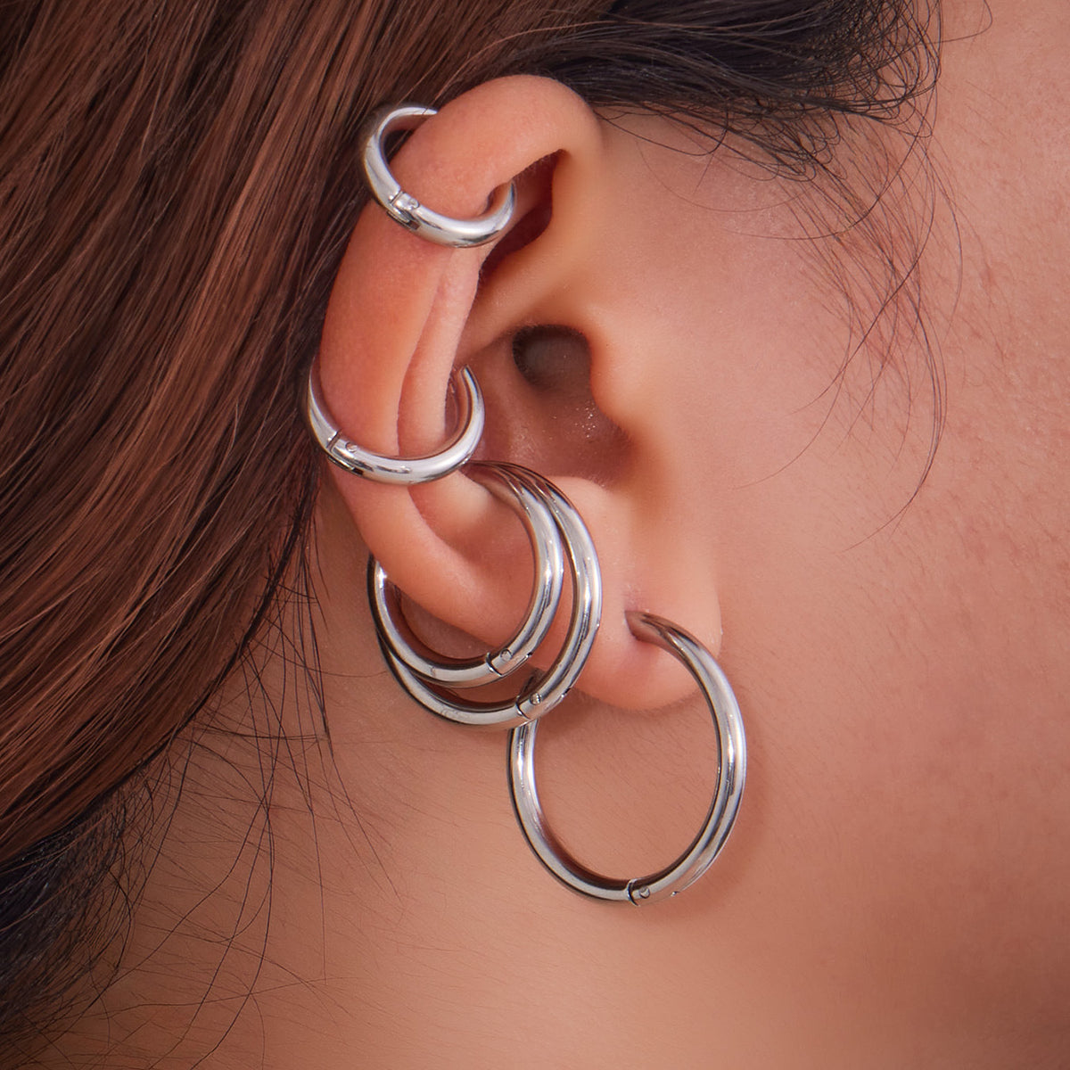 B廠-ins小眾設計感不鏽鋼幾何素圈耳環百搭時尚耳飾鍍18k金批發「F596」25.08-5