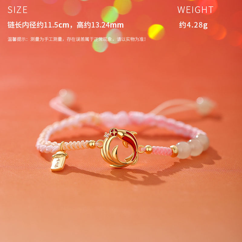 D廠-原創S999足銀年年有魚雙錦鯉耳環新年和田玉手鍊鎖骨鍊「YC4802SL_1 YC3241N_1 YC2728E_1」25.10-5