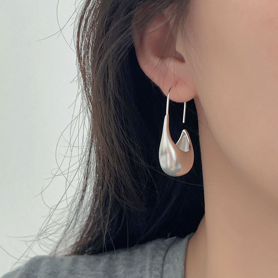 F廠-韓國韓版925純銀磨砂圓弧重工耳環女簡約時尚ins風耳飾「C1233」25.08-4