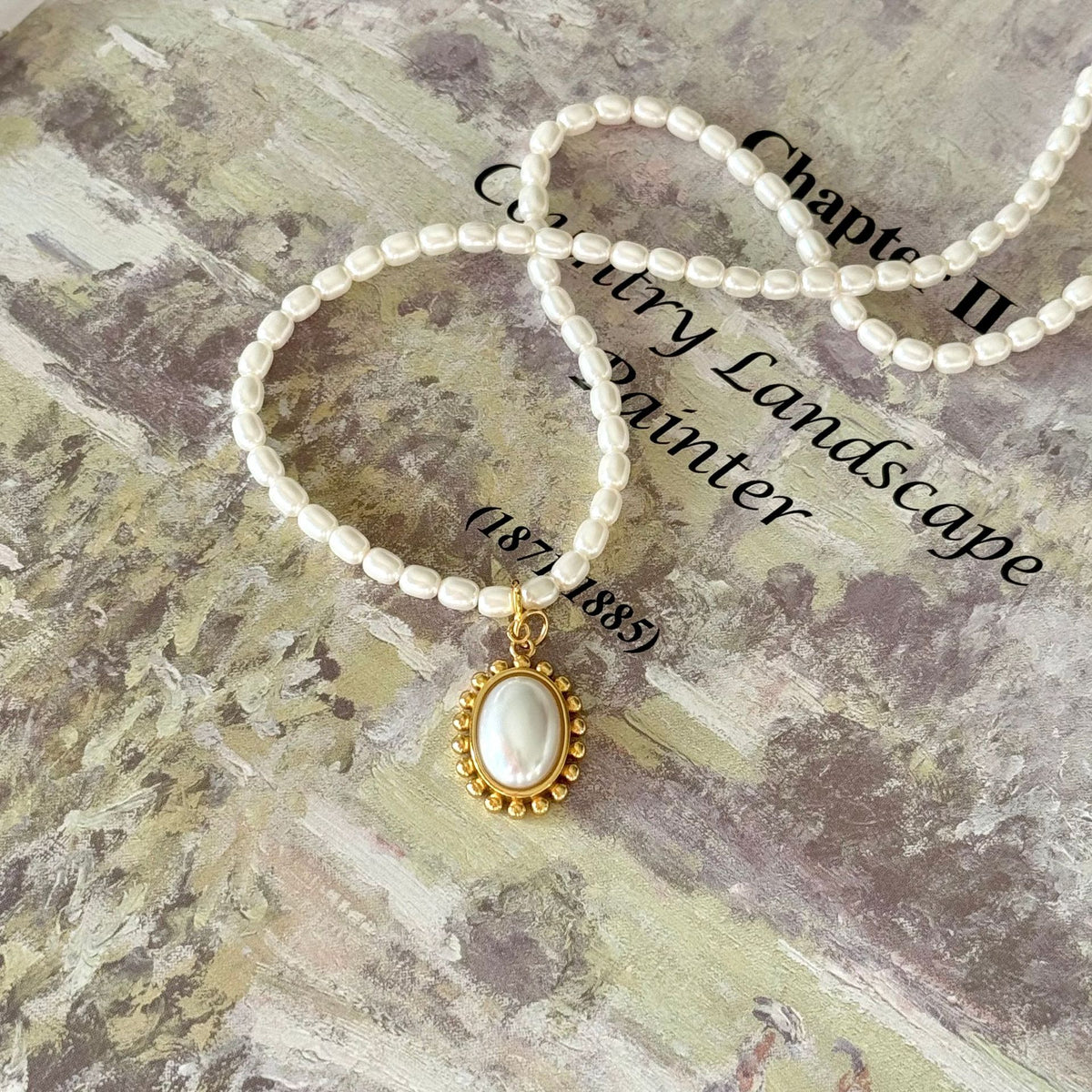 F廠-韓國韓版飾品925純銀人造水晶玻璃珍珠吊墜項鍊頸鏈「B878」25.10-5