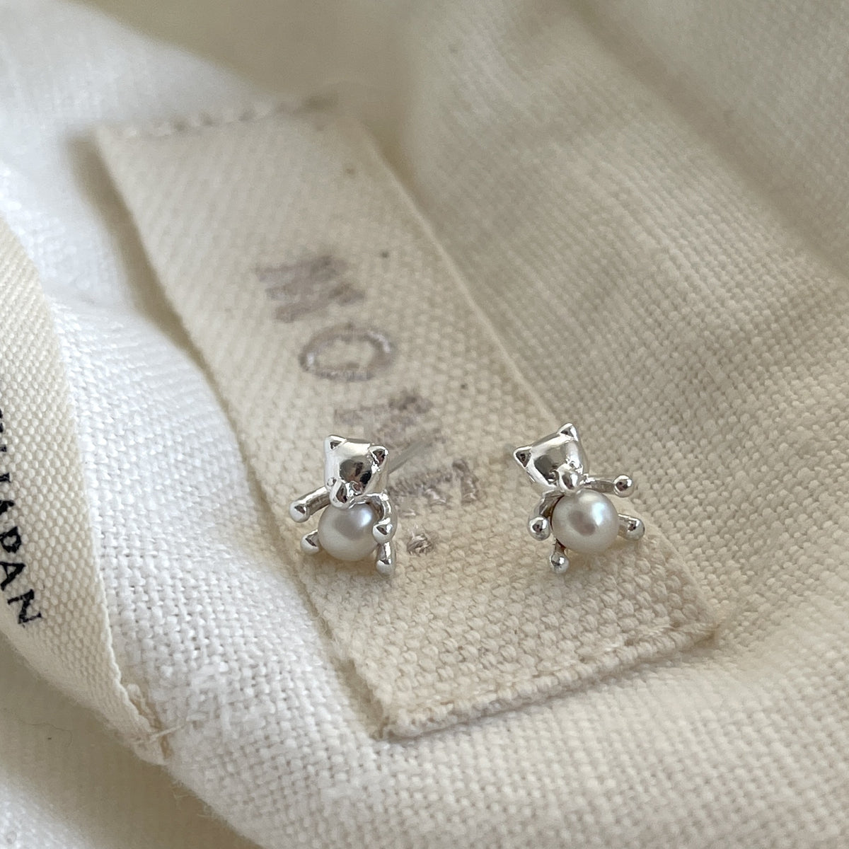 F廠-韓國韓版925純銀耳釘耳扣女小熊珍珠ins風小紅書耳環耳飾「C845」25.06-3