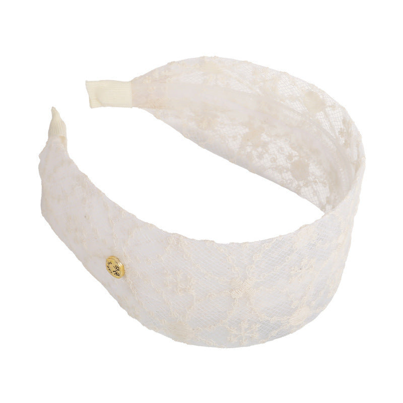 E廠-新款溫柔色系蕾絲花邊三角巾純欲法式髮飾溫柔綁髮包頭可愛髮箍女「26802」 25.04-3