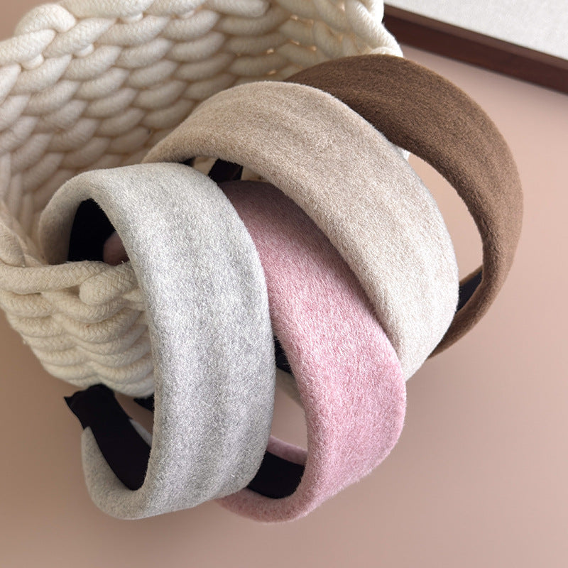 E廠-秋冬羊毛呢寬邊髮箍女款洗臉化妝壓髮髮捆高顱頂髮卡氣質外出頭箍「27350」25.08-3