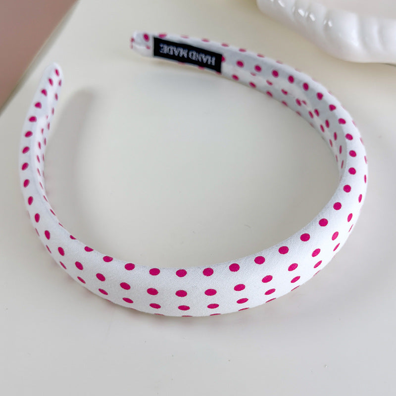 E廠-芭蕾粉~甜美紅色波點斜條紋海綿寬髮箍高級感頭箍氣質高顱頂髮卡「26884」25.05-1