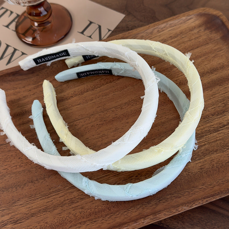 E廠-簡約糖果色百搭髮卡頭箍彩色網紗條紋布藝髮箍網紅壓髮髮卡飾品女「26873A」25.05-1