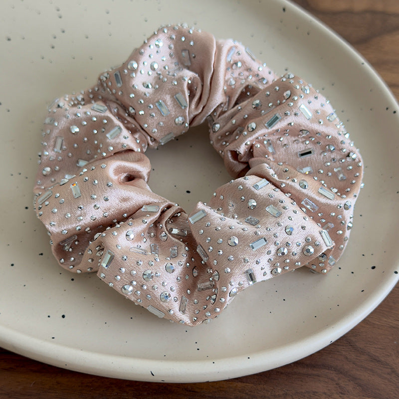 E廠-高級感水鑽大腸圈髮圈扎頭髮馬尾頭繩丸子頭皮筋寬邊水鑽髮箍髮飾「27061」25.06-2