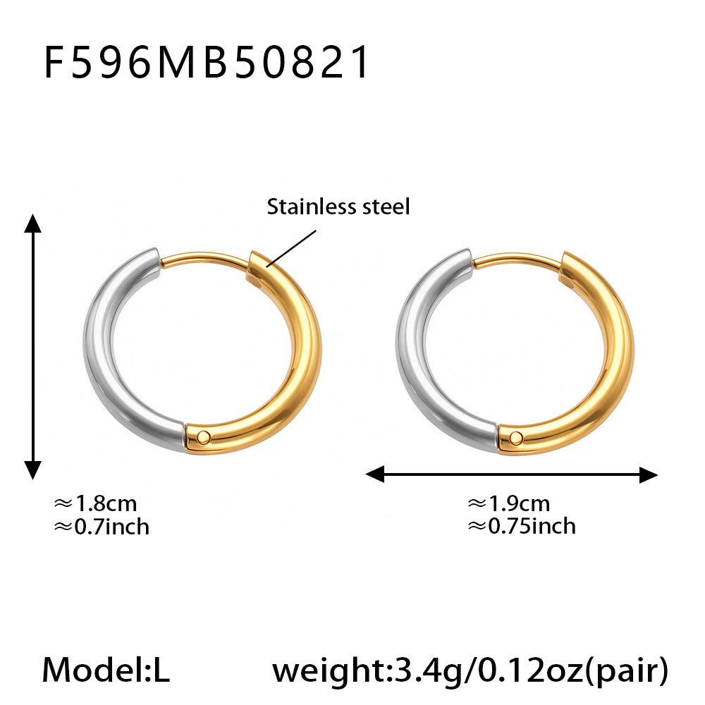 B廠-ins小眾設計感不鏽鋼幾何素圈耳環百搭時尚耳飾鍍18k金批發「F596」25.08-5