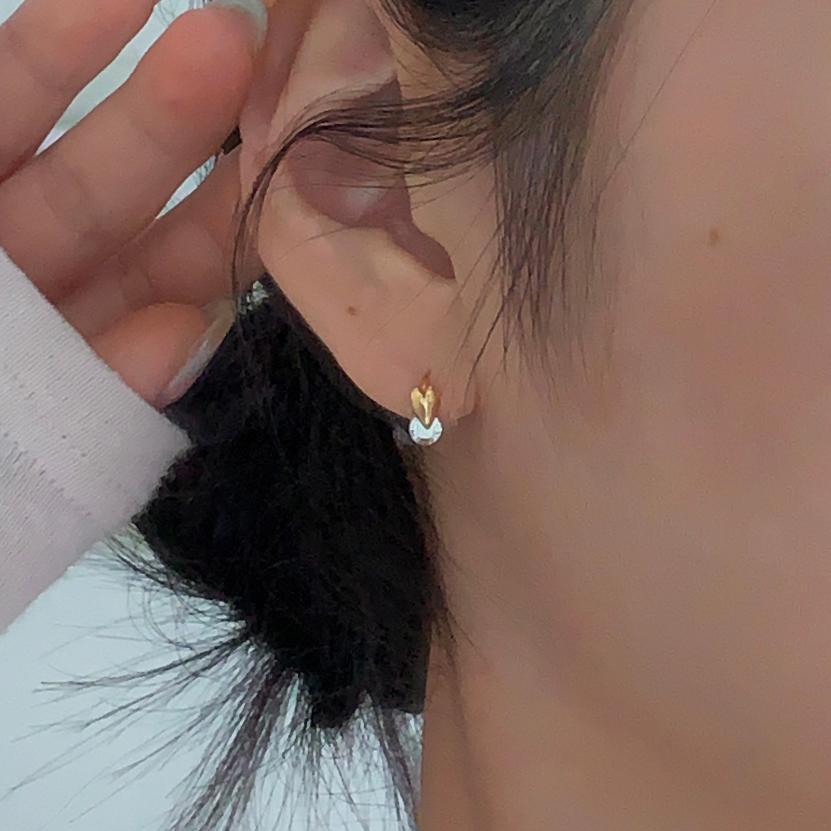 F廠-韓國韓版925純銀愛心鋯石耳扣耳環簡約氣質百搭ins風耳飾「C1399」25.05-4