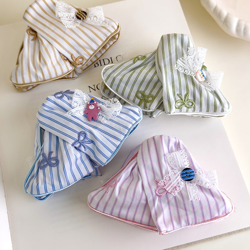 E廠-韓系甜美條紋小熊蝴蝶結三角抓夾大號髮量大2025新款後腦勺鯊魚夾「27170」25.07-1