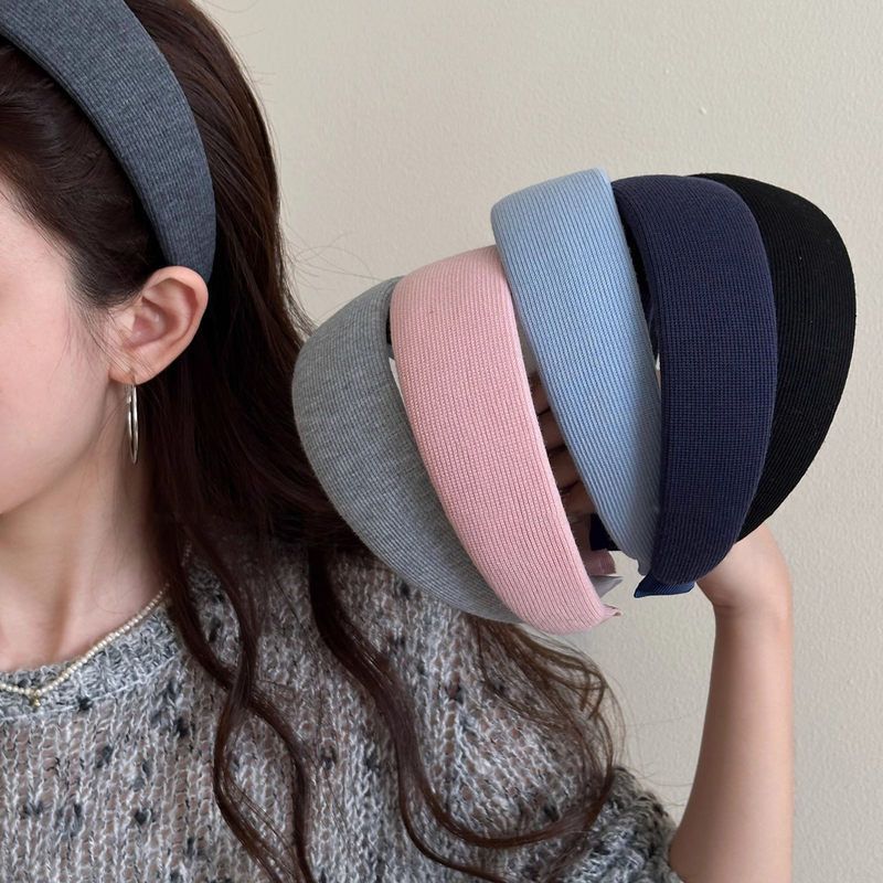E廠-韓系簡約奶油色針織海綿寬邊髮箍女2025新款飽滿高顱頂頭箍頭飾女「27421」25.09-1