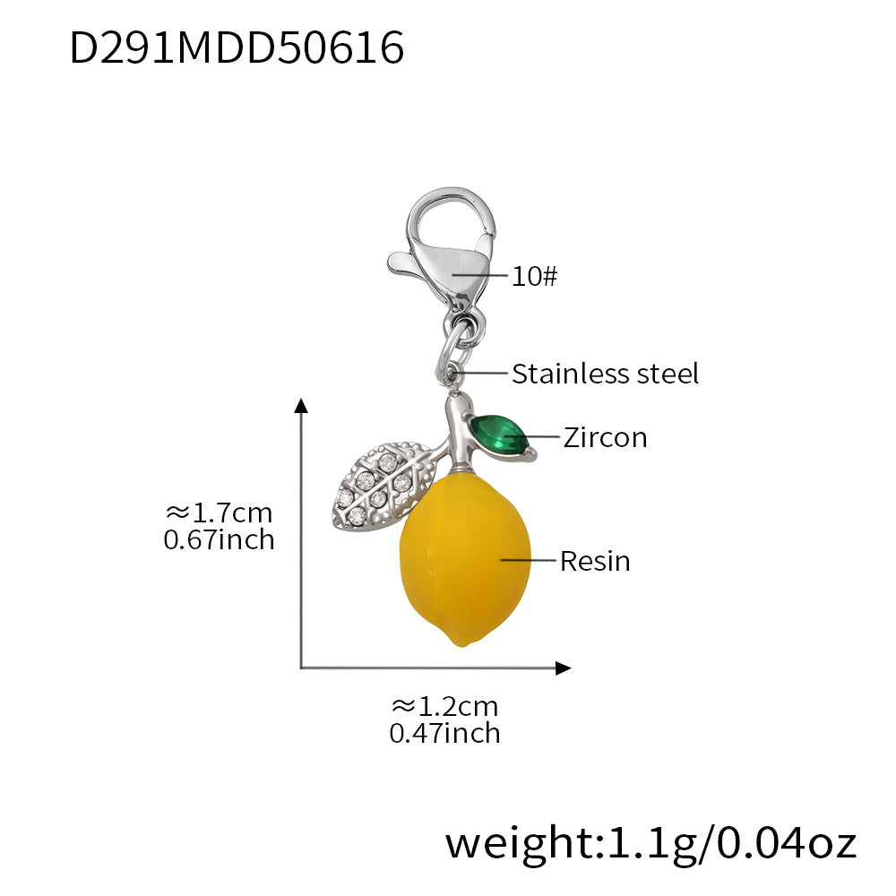 B廠-夏日小清新樹脂檸檬雛菊項鍊手工串珠高光貝珠水果掛墜頸鏈「TXP288」25.06-3