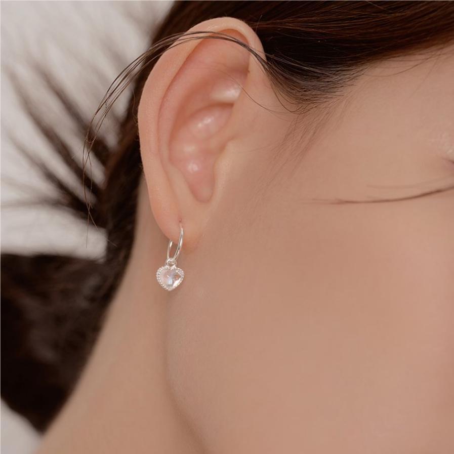 F廠-韓國韓版925純銀愛心AB彩鑽耳環飾品銀飾個性極簡耳圈耳釘「C1059」25.09-4