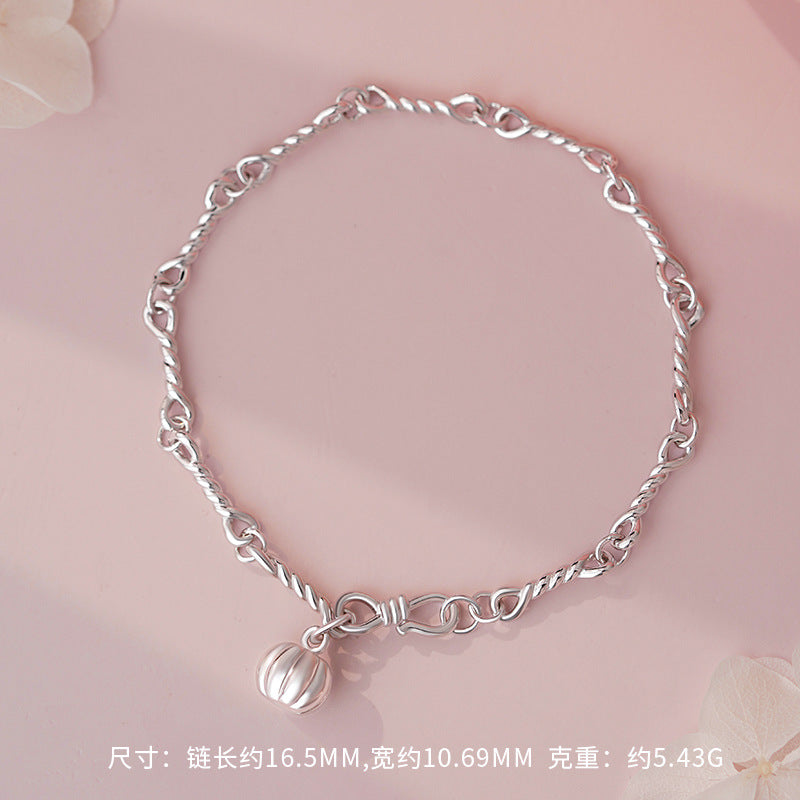 D廠-S999足銀輕奢南瓜手鍊女可愛童趣搞怪韓版甜美小眾精緻手鍊「YC4779SL_1」25.10-5