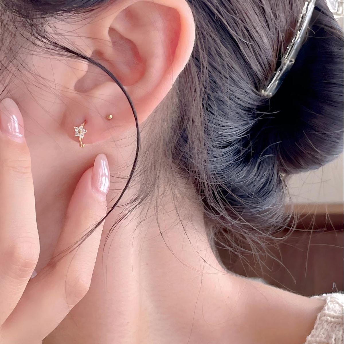 F廠-韓國韓版925純銀鋯石耳扣耳釘女簡約時尚ins小紅書耳環「C1409」25.09-3