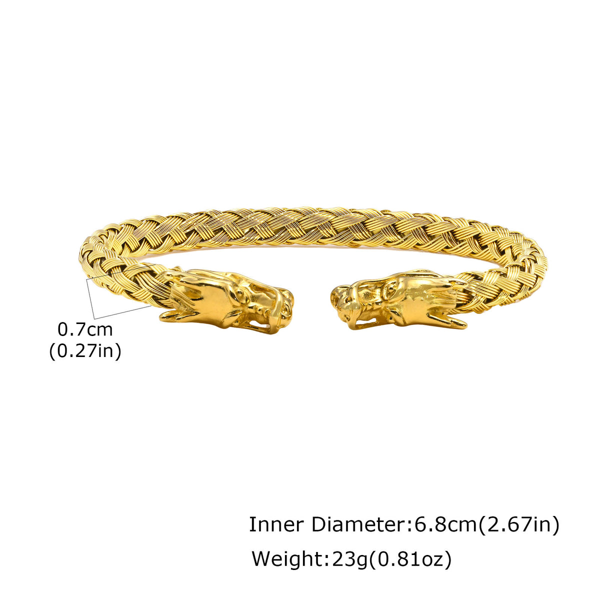 G廠-鈦鋼跨境飾品 男士潮流嘻哈酷手環不鏽鋼編織龍頭開口手鐲「B-444」25.07-2