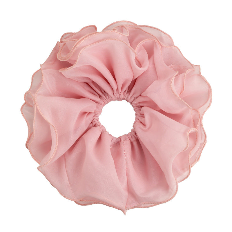 E廠-甜美加大號雙層雪紡網紗大腸髮圈女扎頭髮丸子頭髮繩側低馬尾頭繩「26893」25.05-1