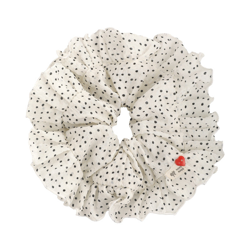 E廠-韓系慵懶風波點荷花邊大腸髮圈女高級感扎頭髮超大號百搭頭繩髮圈「27038」25.06-1