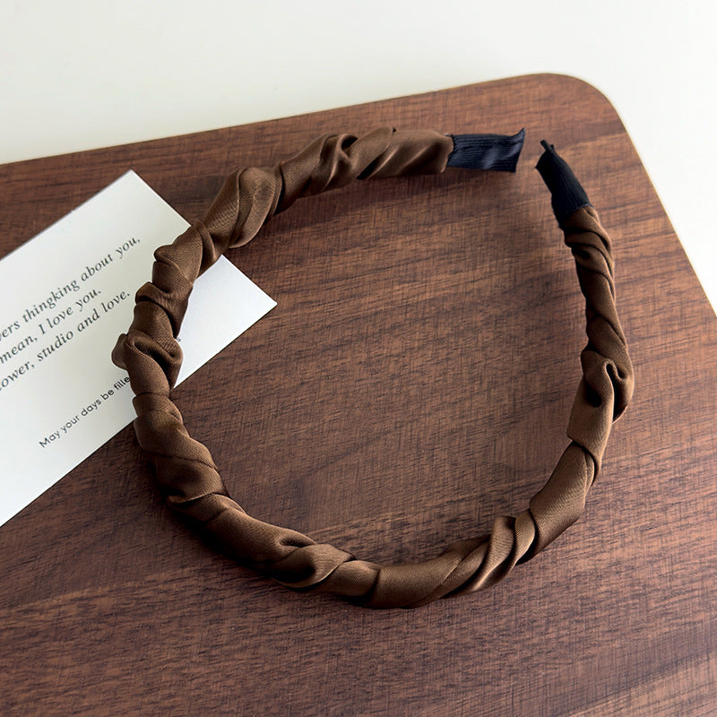 E廠-繞布藝緞面髮箍女2025新款高級感頭窟外出壓髮氣質髮卡髮飾頭飾「27106」25.06-4