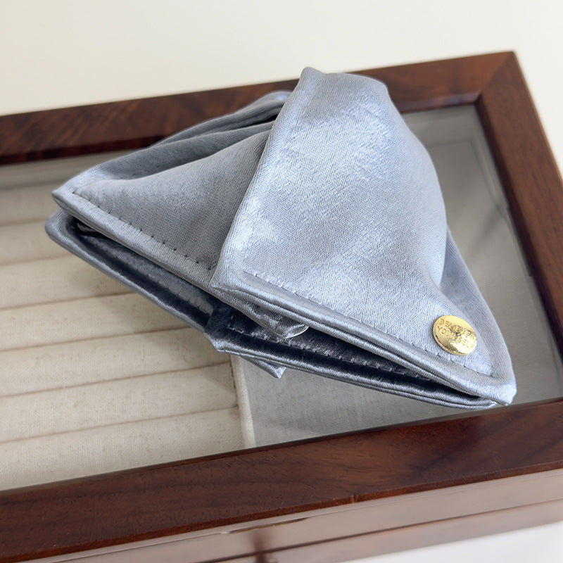 E廠-緞面貝殼三角抓夾純色布藝鯊魚夾高級感通勤盤髮夾子氣質髮飾髮抓「27064」25.06-2