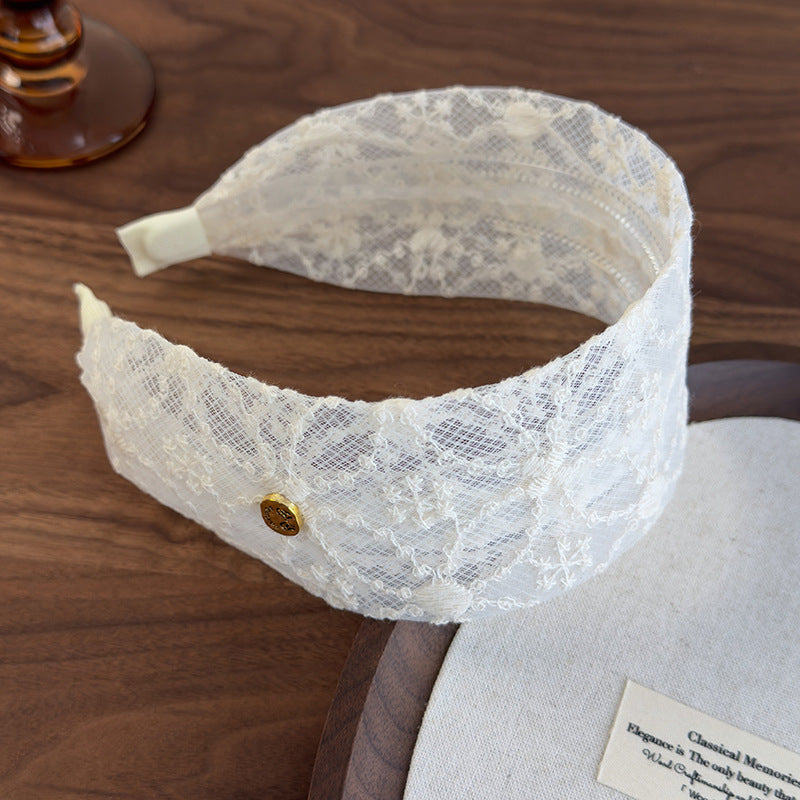 E廠-新款溫柔色系蕾絲花邊三角巾純欲法式髮飾溫柔綁髮包頭可愛髮箍女「26802」 25.04-3