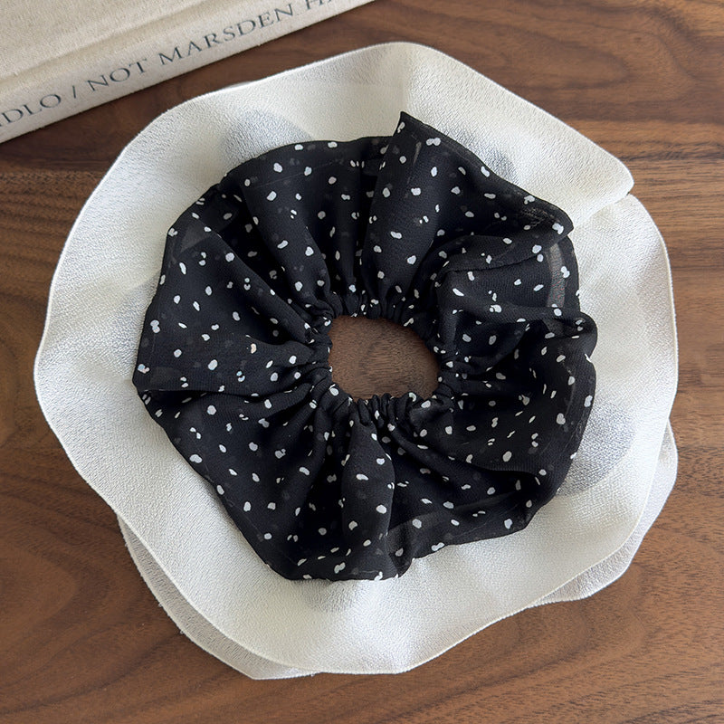 E廠-雪紡大腸髮圈超大號波點2025新款紮頭髮丸子頭高級感氣質頭花法式「27037」25.05-5