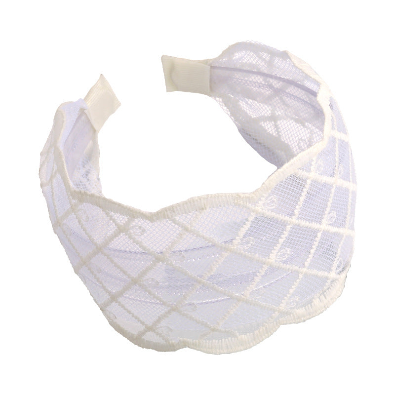 E廠-網紗蕾絲寬邊蝴蝶結防滑髮箍少女甜美百搭外出高顱頂頭箍髮卡髮捆「26927」25.05-3