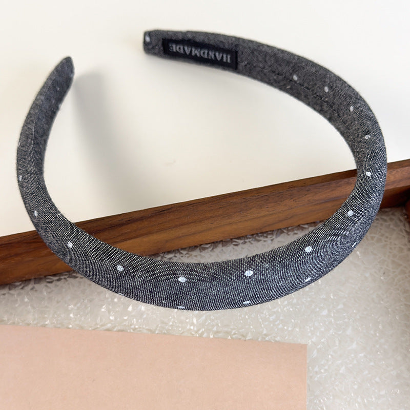 E廠-滿鑽牛仔布藝高顱頂髮箍女2025新款寬邊夏日頭箍髮卡外出百搭頭飾「26880」25.05-1